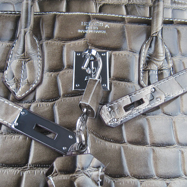 High Quality Fake Hermes Birkin 35CM Crocodile Veins Leather Bag Khaki 6089 - Click Image to Close